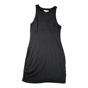 GAZE Body Con Dress Black Ribbed Knit Stretchy Silhouette NEW